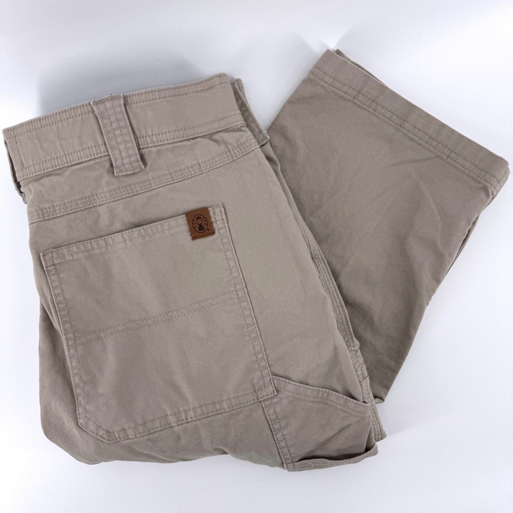 Coleman Rugged‎ Canvas Utility Work Outdoor Pants 36x29 Khaki Tan Straight Leg